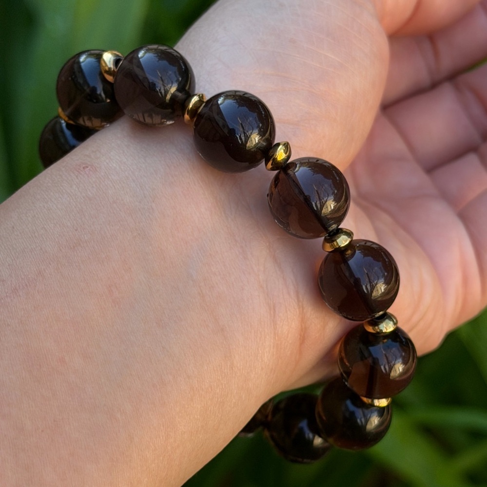 14.5mm chunky stretchable ice obsidian bracelet 0937 - Picture 4 of 10